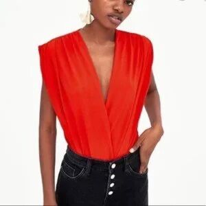 Drapped sleeveless bodysuit